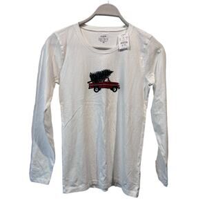 J. Crew Womens XS Collector Tee Christmas Tree Truck Long Sleeve Crew Neck Shirt